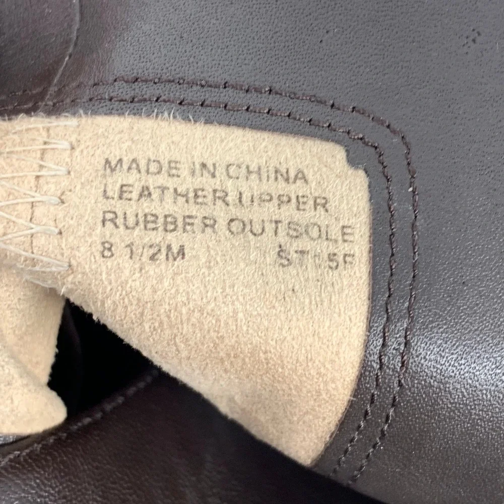 Michael Kors Womens Darcy Leather Gold Buckle Moto Ankle Boots Logo Plate SZ 8.5